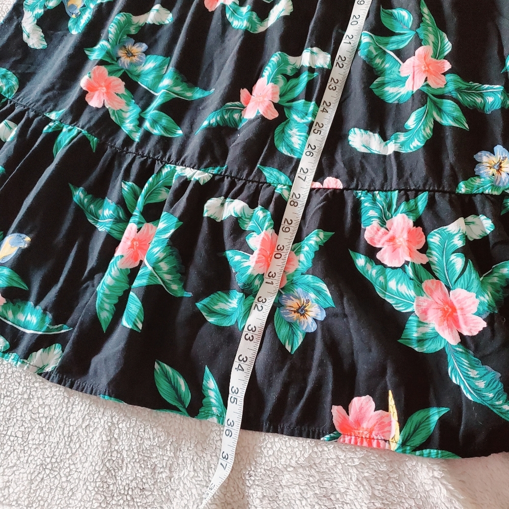 OLD NAVY Black/Pink Tropical Floral Sleeveless Tank Midi Dress L Summer Vaca‎ - Picture 7 of 8